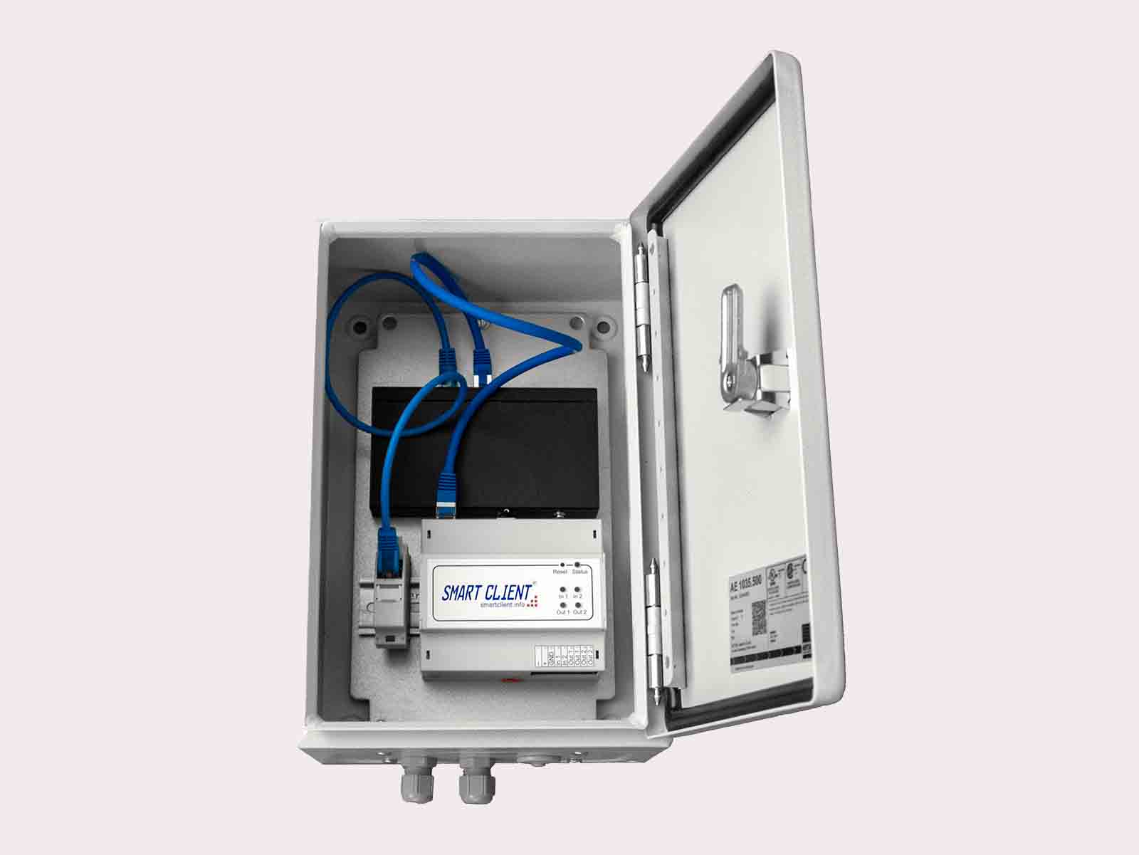 Smart Client in Schaltkasten; POE+ Säule